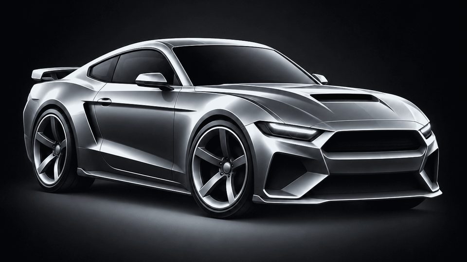 Silver sports car on a dark studio background